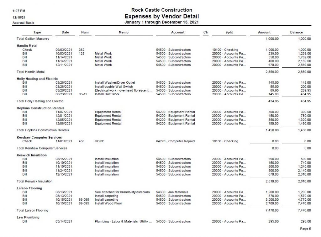 appliance business expense report template