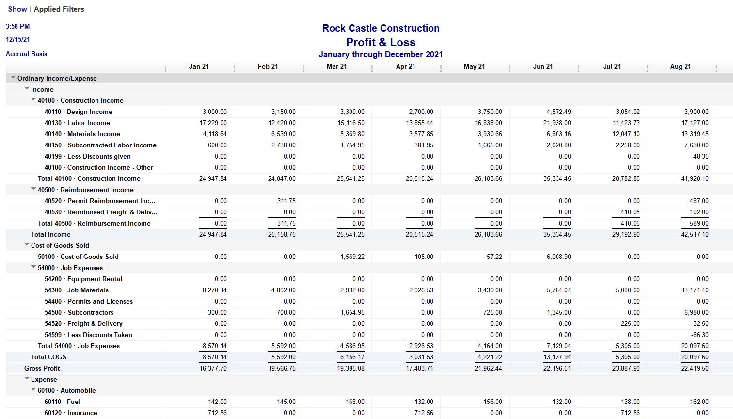 expense report template for quickbooks